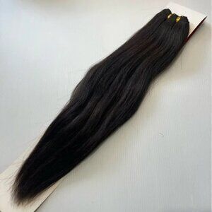 18 Inch Real Human hair Extensions 1B Black Weft Straight |The Sassy collection